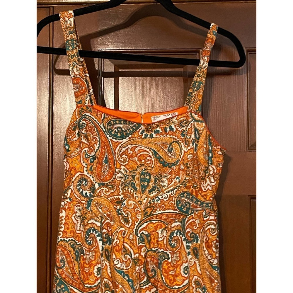 Alejandra Orange Paisley Tiered Maxi Dress In Ivory/Orange Medium - Picture 6 of 10